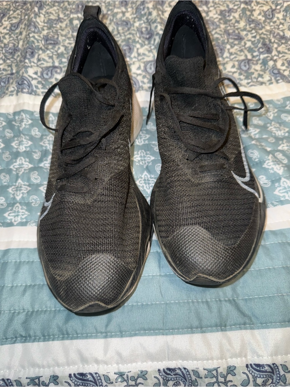 Nike Men's Black Knit Athletic Sneakers with Reflective Accent